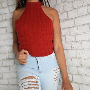 70s inspired • Knit Halter Crop Top